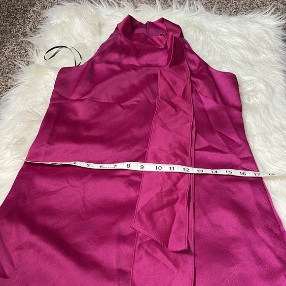 Vince Camuto Fuchsia Bow-Neck Satin Dress Size 2 - Picture 13 of 15